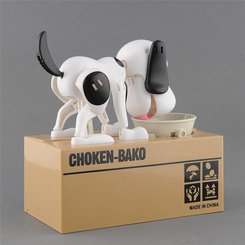 Actionclub Mechanical Adorable Kid Coin Bank Saving Box Catoon Puppy Hungry Robotic Dog Money Box Collection Piggy Bank