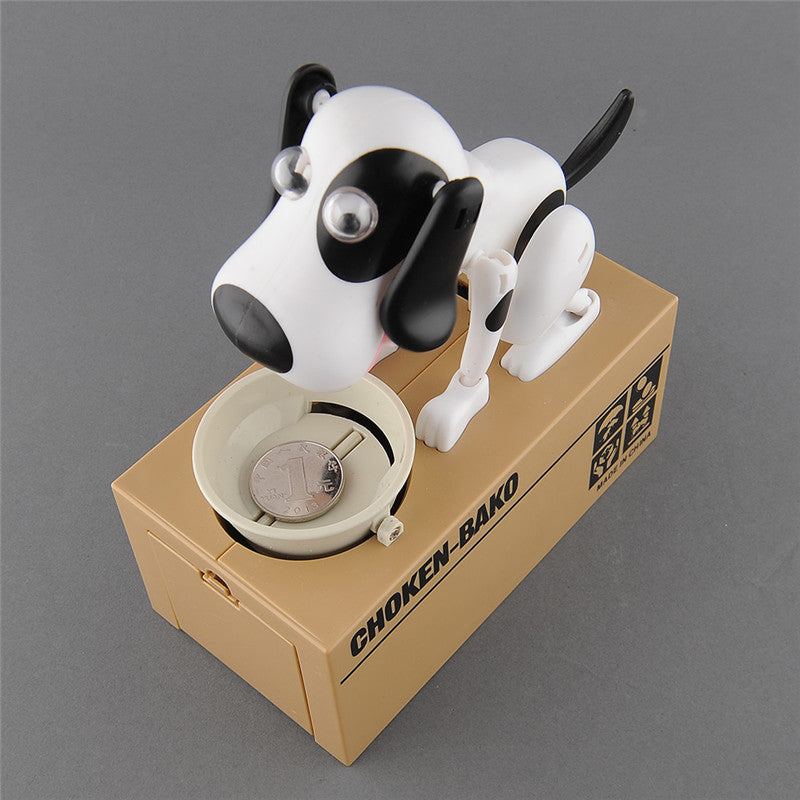 Actionclub Mechanical Adorable Kid Coin Bank Saving Box Catoon Puppy Hungry Robotic Dog Money Box Collection Piggy Bank