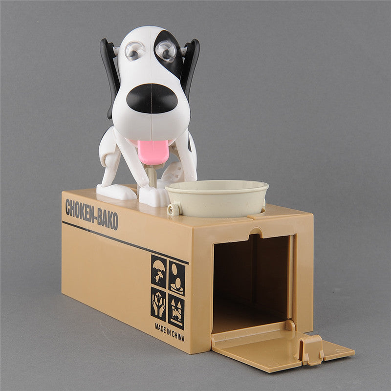 Actionclub Mechanical Adorable Kid Coin Bank Saving Box Catoon Puppy Hungry Robotic Dog Money Box Collection Piggy Bank