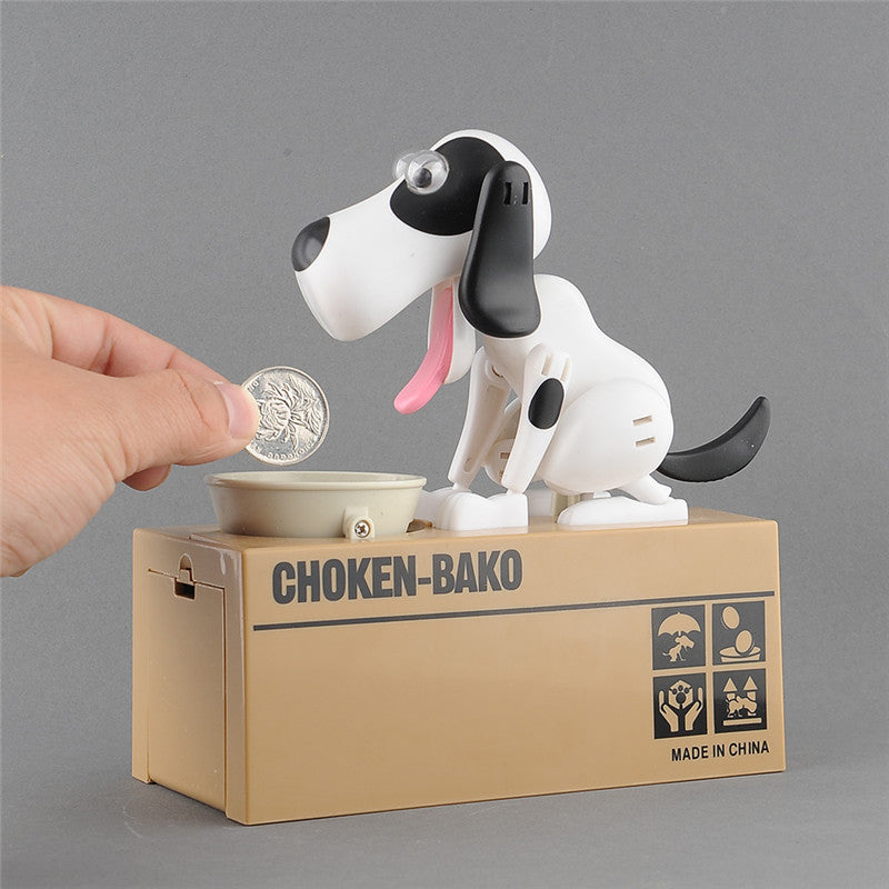 Actionclub Mechanical Adorable Kid Coin Bank Saving Box Catoon Puppy Hungry Robotic Dog Money Box Collection Piggy Bank