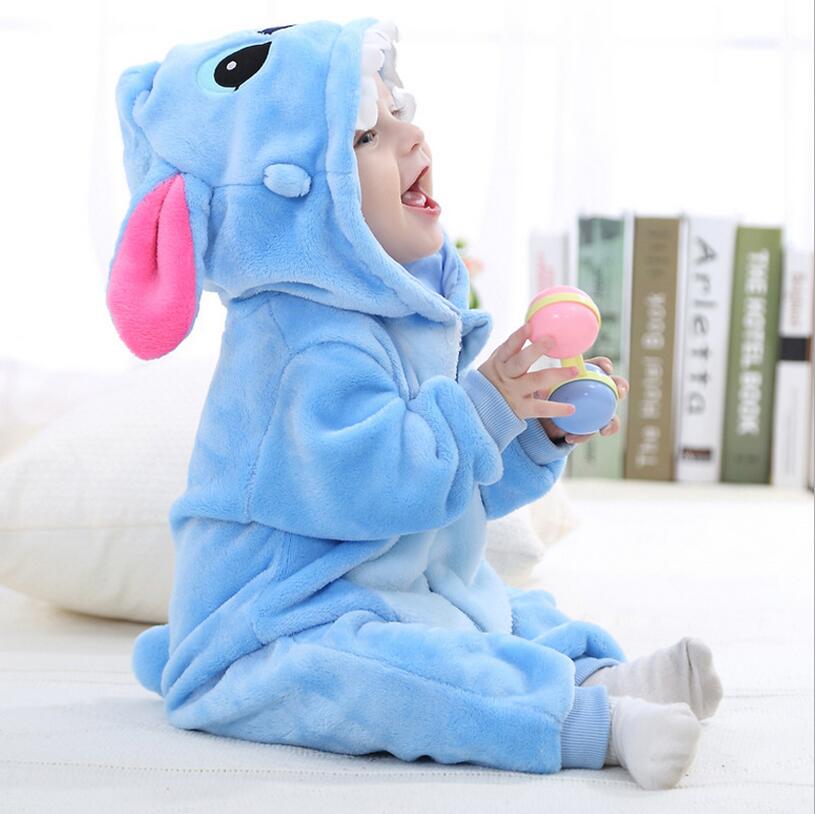 Baby rompers 2017 boys sleepwear girls newborn clothes Hello kitty Cartoon Jumpsuit Pajamas warm cute animal macacao bebe YJY11