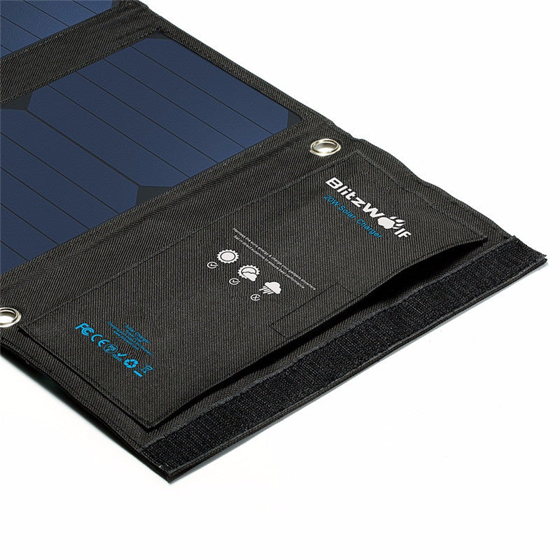 BlitzWolf Newest 20W 3A Portable Solar Cell Power Bank Foldable Powerbank USB Solar Panel Charger With Power3S SunPower