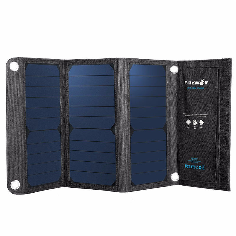 BlitzWolf Newest 20W 3A Portable Solar Cell Power Bank Foldable Powerbank USB Solar Panel Charger With Power3S SunPower