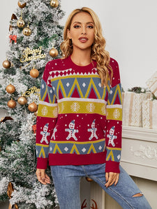 Charmingtrend Winter Women Sweaters Casual Sweater Female Pullover Christmas Snowman Printed Sweater Oversized American Retro