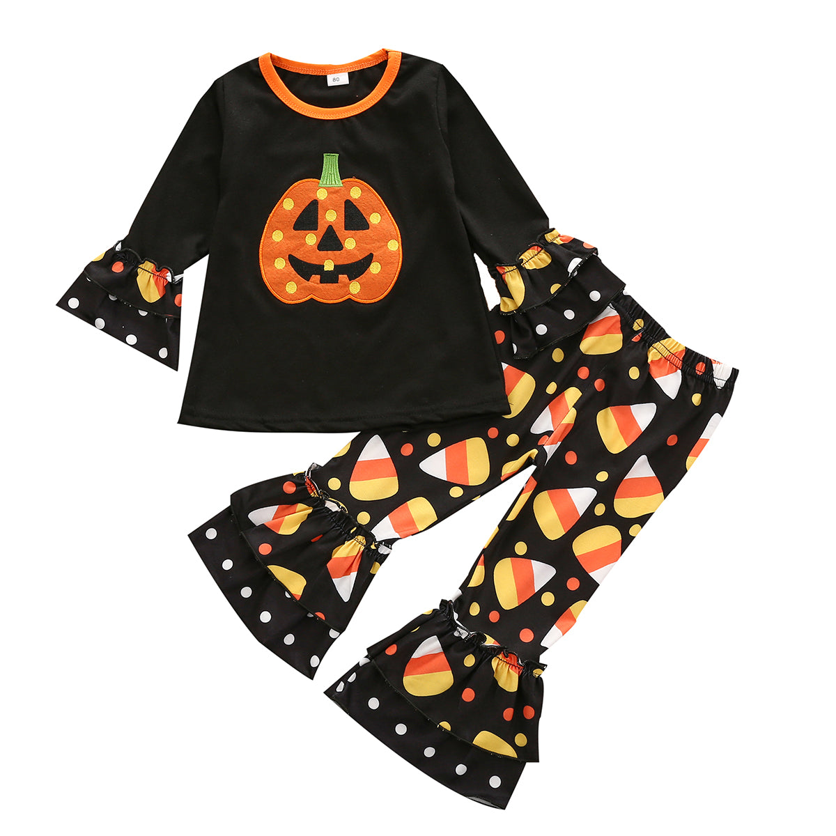 Citgeett Autumn Halloween Kids Baby Girls 2Pcs Outfit Set Long Sleeve Cartoon Pumpkin Pattern Top+Pants Holiday Set|Clothing Sets|