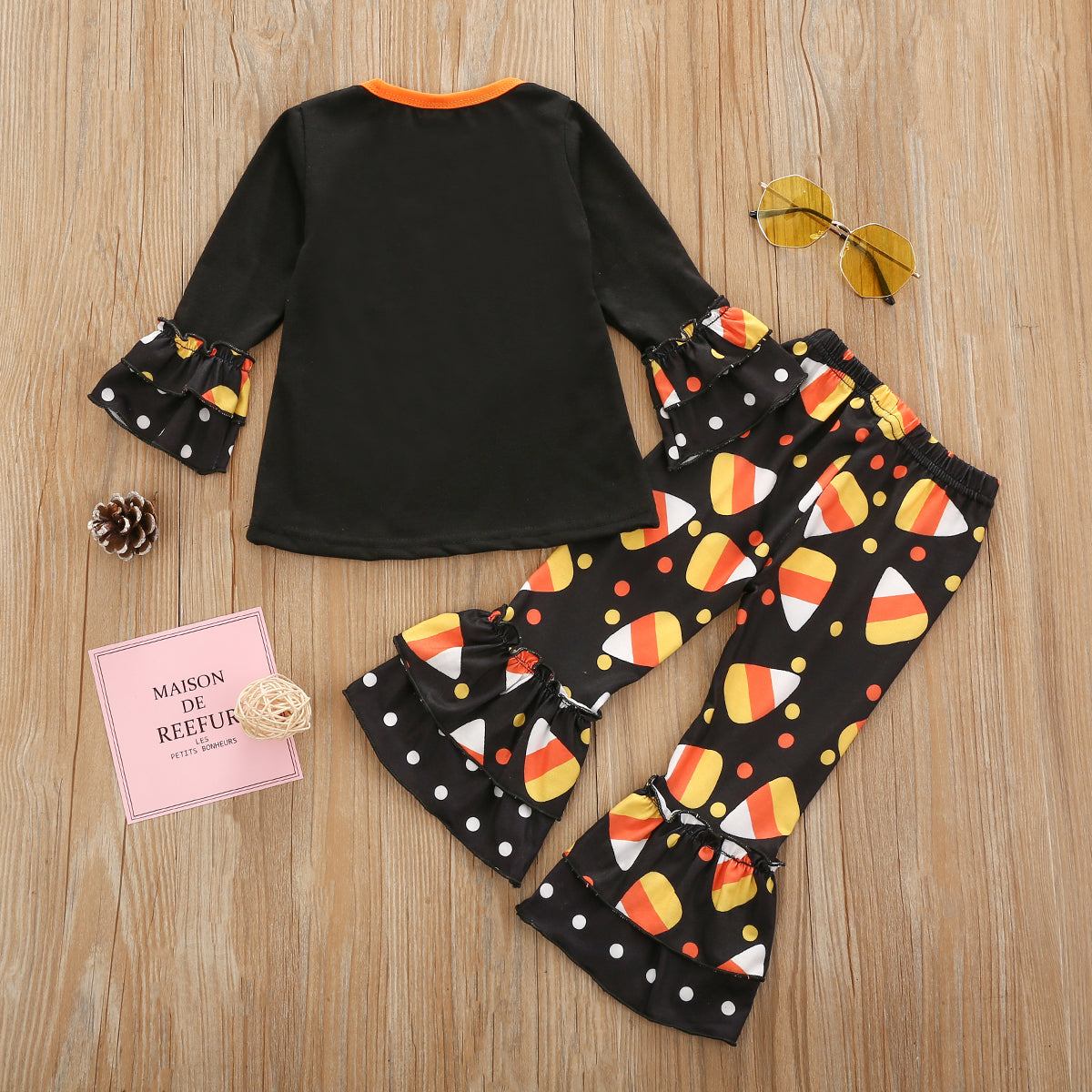 Citgeett Autumn Halloween Kids Baby Girls 2Pcs Outfit Set Long Sleeve Cartoon Pumpkin Pattern Top+Pants Holiday Set|Clothing Sets|