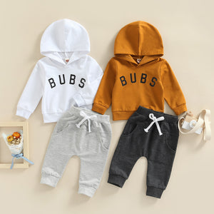 Citgeett Autumn Toddler Newborn Baby Girls Boys Outfits Letter Print Long Sleeve Hooded Pullover + Elastic Pockets Trousers| |