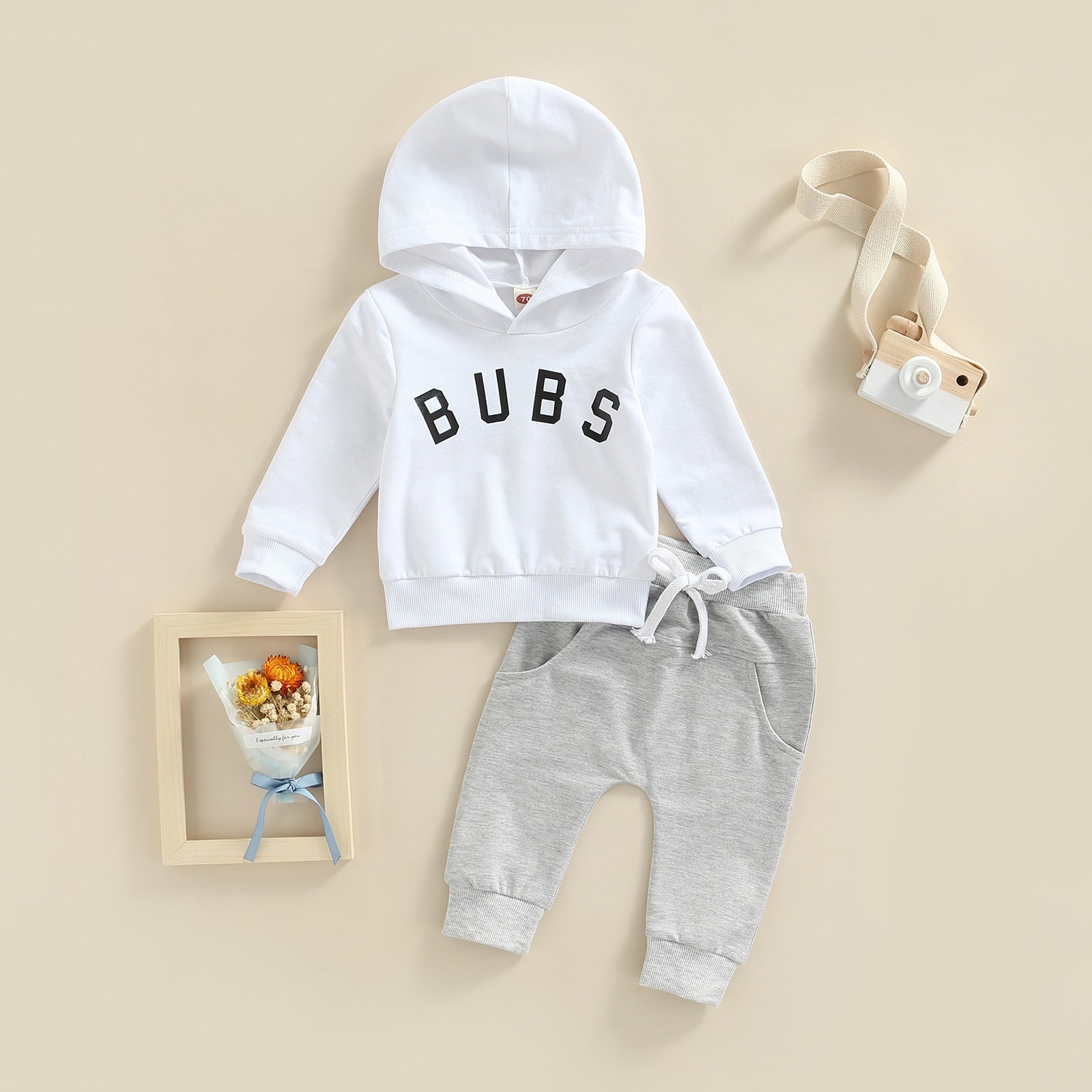 Citgeett Autumn Toddler Newborn Baby Girls Boys Outfits Letter Print Long Sleeve Hooded Pullover + Elastic Pockets Trousers| |