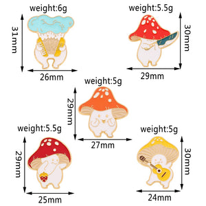 Funny Mushroom Enamel Pin Cute Custom Guitar Accordion Brooches Bag Plant Jewelry Gift for Kids Friends Accessories| |