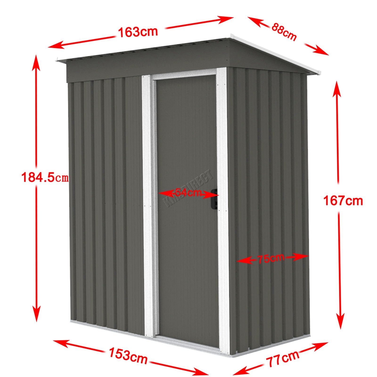 BIRCHTREE New Garden Shed Metal Pent Roof Outdoor Storage With Free Foundation