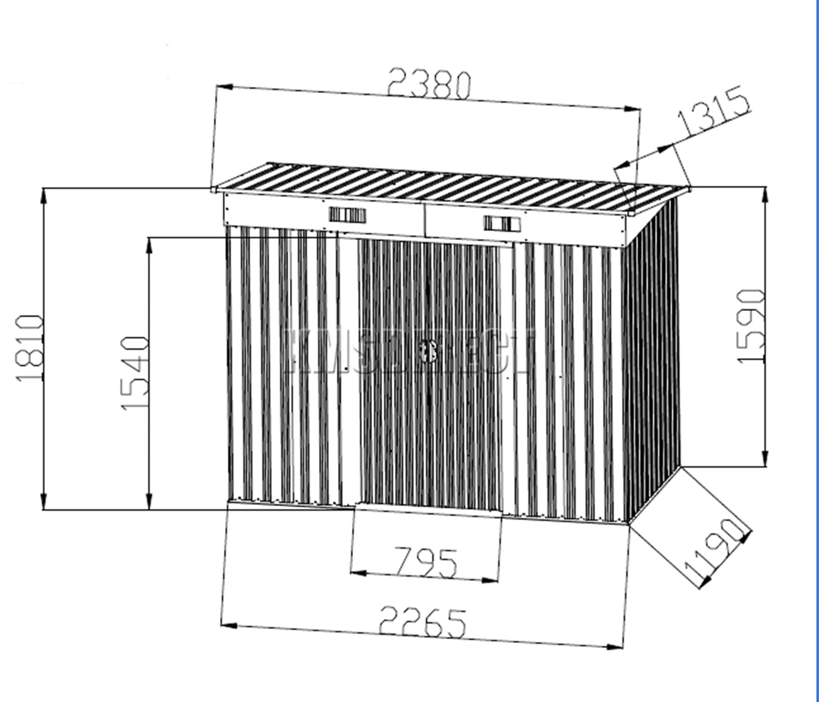 BIRCHTREE New Garden Shed Metal Pent Roof Outdoor Storage With Free Foundation