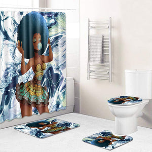 Leopard Lion Tiger Shower Curtain Fabric Polyester Waterproof Bath Curtain and Rug Set