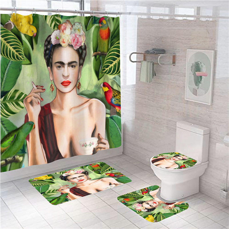 Hot Sale 4PCS Sexy African American Women Shower Curtain Customized Bathroom Curtain Sets