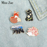 Load image into Gallery viewer, Forest Garden Enamel Pin Custom Fox Cat Bear Hedgehog Brooches Bag Lapel Pin Cartoon Animal Badge Jewelry Gift for Kids Friends
