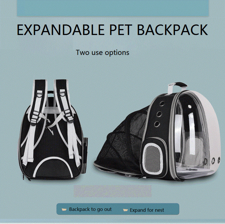 Expandable Cat Travel Backpack Portable Small Dog Bag Carry Luxury Pet Transparent Carrier