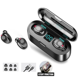 9D hifi stereo led display lcd 2000mah battery ipx7 waterproof bt 5.0 tws f9 audifonos auriculares earphone wireless earbuds