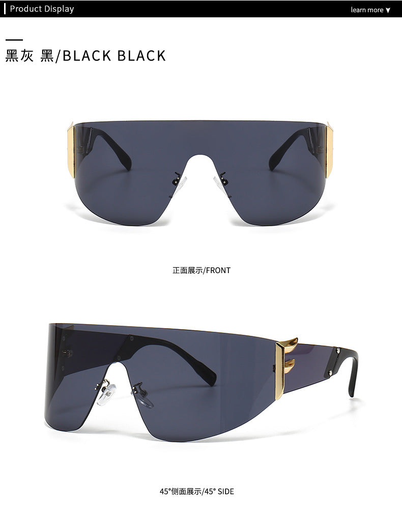 2023 Irregular Square Sun glasses Classic Punk Oversized Personality F sunglasses rimless one piece sunglasses