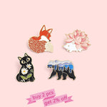 Load image into Gallery viewer, Forest Garden Enamel Pin Custom Fox Cat Bear Hedgehog Brooches Bag Lapel Pin Cartoon Animal Badge Jewelry Gift for Kids Friends
