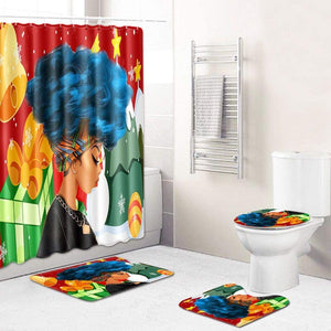 Leopard Lion Tiger Shower Curtain Fabric Polyester Waterproof Bath Curtain and Rug Set