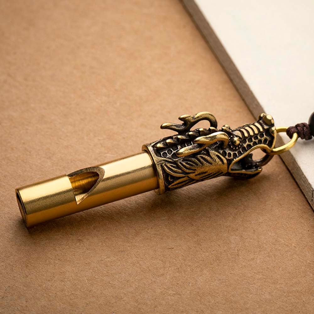 Handmade Brass Dragon Head Whistle Car Keys Chains Pendants Men Women Outdoor Survival Tools Whistles Necklaces Keychains Charm|Whistle|