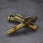 Load image into Gallery viewer, Handmade Brass Dragon Head Whistle Car Keys Chains Pendants Men Women Outdoor Survival Tools Whistles Necklaces Keychains Charm|Whistle|
