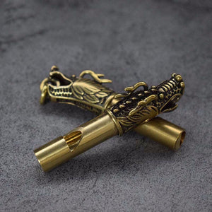 Handmade Brass Dragon Head Whistle Car Keys Chains Pendants Men Women Outdoor Survival Tools Whistles Necklaces Keychains Charm|Whistle|