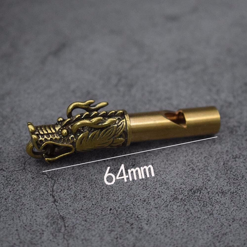 Handmade Brass Dragon Head Whistle Car Keys Chains Pendants Men Women Outdoor Survival Tools Whistles Necklaces Keychains Charm|Whistle|