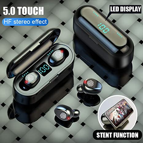 9D hifi stereo led display lcd 2000mah battery ipx7 waterproof bt 5.0 tws f9 audifonos auriculares earphone wireless earbuds