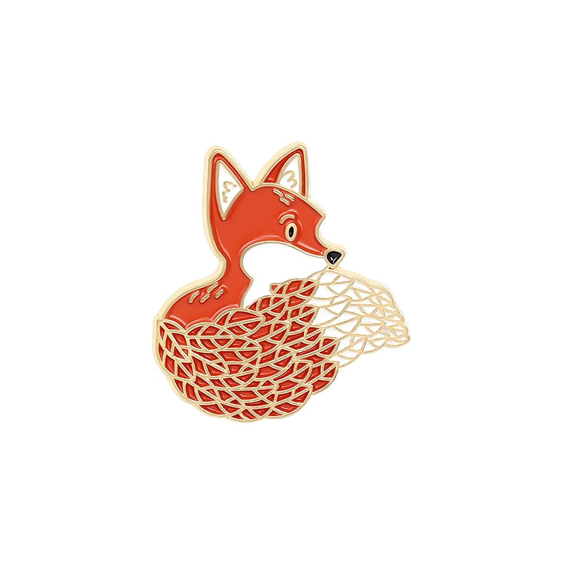 Forest Garden Enamel Pin Custom Fox Cat Bear Hedgehog Brooches Bag Lapel Pin Cartoon Animal Badge Jewelry Gift for Kids Friends