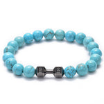 Load image into Gallery viewer, Wholesale 8MM Natural Tiger Eye Howlite Turquoise Beads Stone Silver Gym Bracelet For Men
