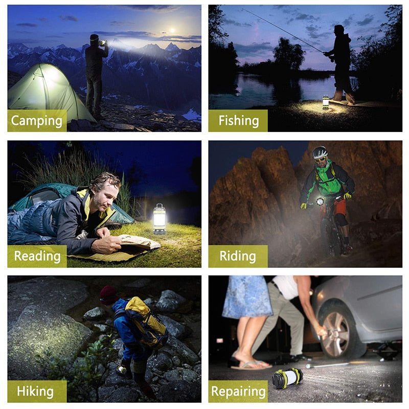 ZK20 Portable LED Camping Light Working Light Outdoor Tent Light Handheld Flashlight USB Rechargeable Waterproof Search Light