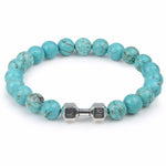 Load image into Gallery viewer, Wholesale 8MM Natural Tiger Eye Howlite Turquoise Beads Stone Silver Gym Bracelet For Men
