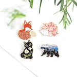 Load image into Gallery viewer, Forest Garden Enamel Pin Custom Fox Cat Bear Hedgehog Brooches Bag Lapel Pin Cartoon Animal Badge Jewelry Gift for Kids Friends
