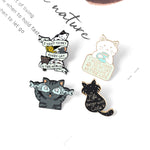 Load image into Gallery viewer, Life Is Better With Cats Enamel Pin Custom Cat Fish Coffee Brooches Shirt Lapel Bag Cute Animal Badge Jewelry Gift For Kids - Brooches
