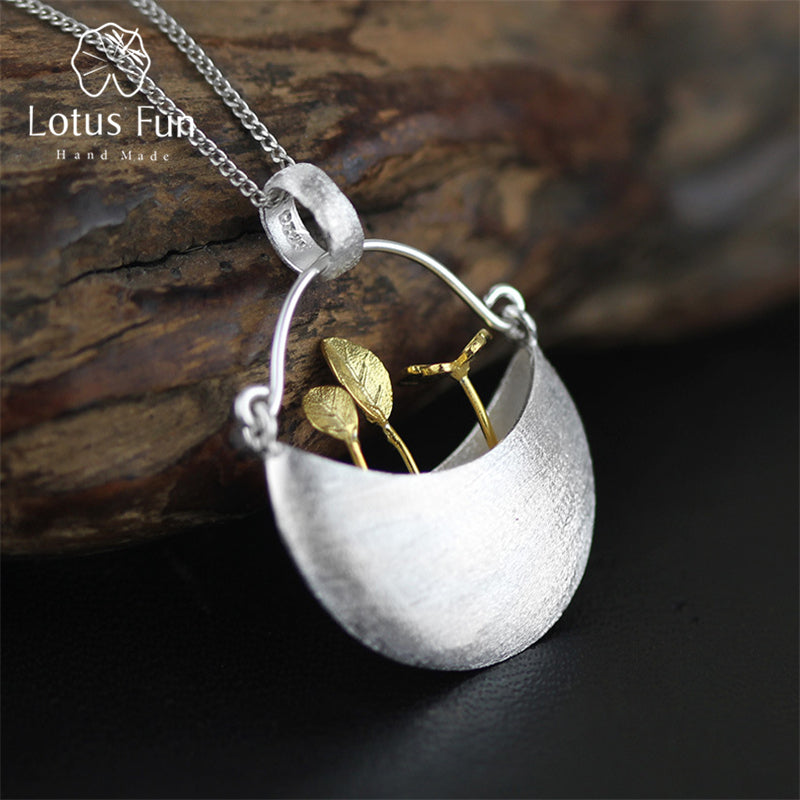 Lotus Fun Real 925 Sterling Silver Handmade Fine Jewelry My Little Garden Design Pendant without Necklace for Women  Acessorios