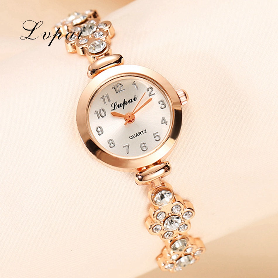 Lvpai Brand Fashion Watch Women Luxury Rose Gold Bracelets Wristwatch Crystal Quartz Business Women Dress Casual Watch XR717