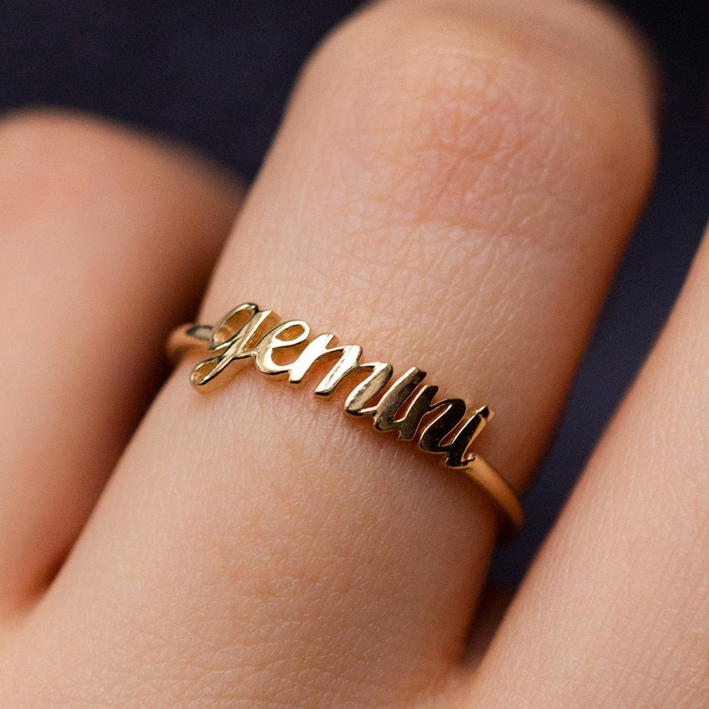 Minimalist thin Open Gold 12 Star Signs Finger Rings Birthday Friendship Jewelry Gift Personality Zodiac Rings For Women|Rings|