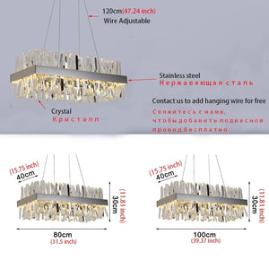 Modern Crystal Chandelier For Kitchen Island Rectangle Chrome/gold Dining Room Hanging Lamp Luxury Design Led Cristal Lustre - Chandeliers