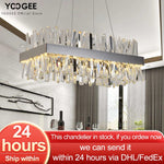 Load image into Gallery viewer, Modern Crystal Chandelier For Kitchen Island Rectangle Chrome/gold Dining Room Hanging Lamp Luxury Design Led Cristal Lustre - Chandeliers
