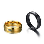 Load image into Gallery viewer, Modyle 2017 New Fashion His Queen and Her King Crown Ring Black and Gold Color Wedding Rings for Women Fashion Jewelry
