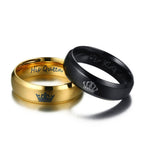 Load image into Gallery viewer, Modyle 2017 New Fashion His Queen and Her King Crown Ring Black and Gold Color Wedding Rings for Women Fashion Jewelry
