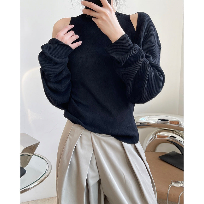 Autumn new European and American ins fashion design sense vest two-piece set was thin shawl-style sleeves knitted sweater suit female