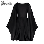 Load image into Gallery viewer, Rosetic Gothic Casual Dress Black Women Batwing Sleeve Autumn Vintage Dress A-Line Retro Young Party Darkness Fall Gothics Dress
