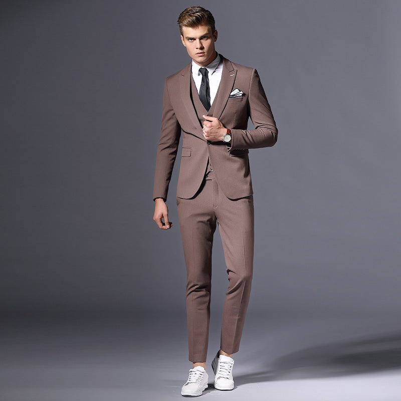 Sale Brand Mens Suit Jacket Formal Business Blazer Men Groom Three Pieces Slim Fit Party Clothing Single Button Wedding Dress