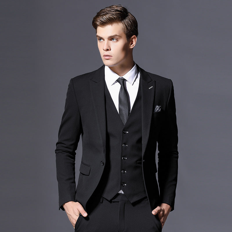 Sale Brand Mens Suit Jacket Formal Business Blazer Men Groom Three Pieces Slim Fit Party Clothing Single Button Wedding Dress