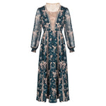Load image into Gallery viewer, Temperament dress 2020 spring new palace bubble sleeve lace splicing medium long sleeve O Neck collar Dress|Dresses|
