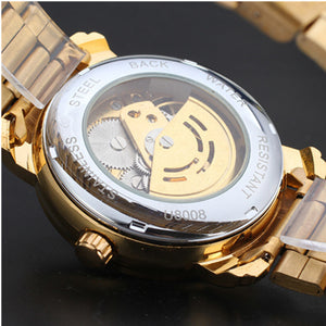 WINNER Royal Carving Skeleton Watches Luxury Full Stainless Steel Automatic Mechanical Men Business Watch Skeleton Wrist watch