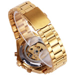 Load image into Gallery viewer, WINNER golden watches men sports military skeleton wristwatches automatic wind mechanical watches steel strap relogio masculino, Color - GOLDEN GOLDEN
