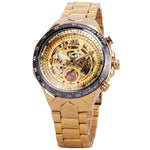 Load image into Gallery viewer, WINNER golden watches men sports military skeleton wristwatches automatic wind mechanical watches steel strap relogio masculino, Color - GOLDEN GOLDEN
