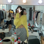 Load image into Gallery viewer, Woherb Sexy Short Cardigan Women Knitted Fluffy Mohair V-neck Sweater Coat 2022 Elegant Crop Long Sleeve Autumn Thin Korean Chic - Cardigan
